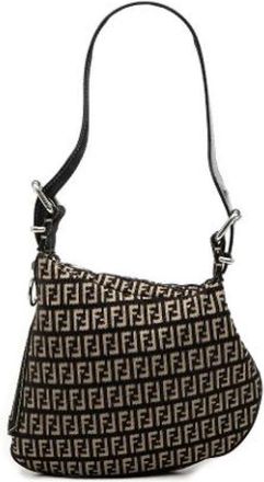 Fendi Pre-owned Shoulder Bags, female, Black, Size: ONE SIZE Pre-owned Canvas Shoulder Bag