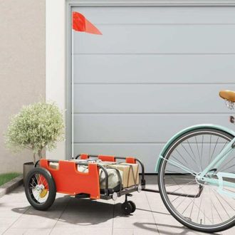 vidaXL Vidaxl - Remolque Para Bicicletas Hierro Y Tela Oxford Naranja