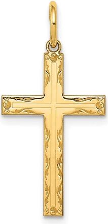 Diamond2Deal 14k Yellow Gold Laser Designed Cross Pendant