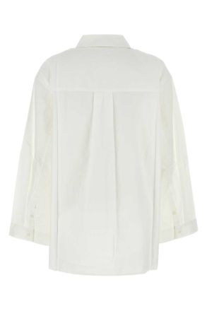 C & M Camilla and Marc Womens White Poplin Winslow Oversize Shirt Softwhite Exterior: Cotton Tencel Camicie