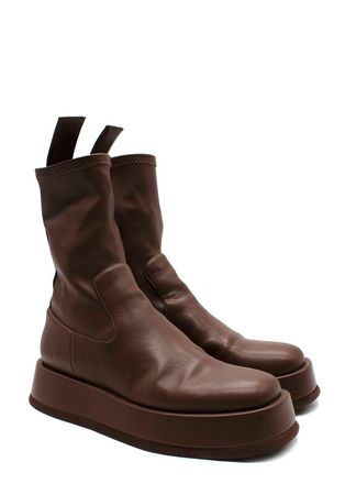 Gia Borghini Chocolate Brown Rosie Leather Boots Size 36