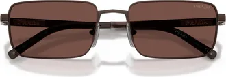 Prada Rectangular Metal Frame Sunglasses With Adjustable Nose Pads