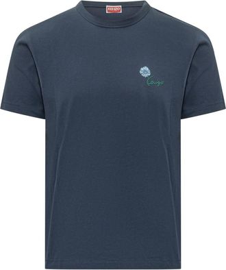 Kenzo Blue Crew Neck Logo T-Shirt