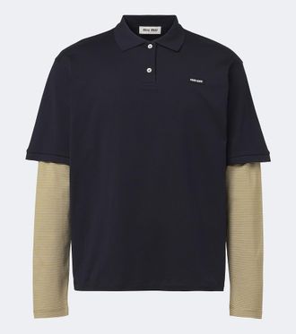 Miu Miu Layered cotton jersey polo shirt