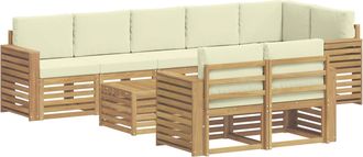 vidaXL Conjunto De Sof&aacute;s De Exterior 9 Uds. Blanco Y Crema Poli&eacute;ster Vidaxl