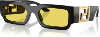 Versace Rechthoekige Zonnebril - Heren - Zonnebrillen - Zwart - 54 MM - Accessoires