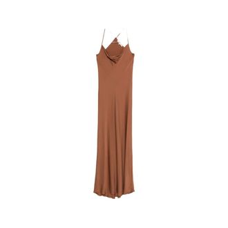 Nouvelle/Silk95Five St Germaine Cowl Neck Slip Maxi Dress - female - Silk95Five - Gowns - Brown - XS - Dresses
