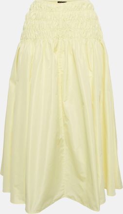 Maje Yellow Taffeta Shirred Midi Skirt