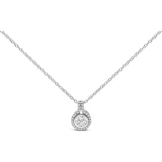 House of Brilliance Sterling Silver 3/4 Cttw Lab Grown Diamond Halo Pendant Necklace at Nordstrom