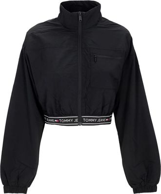 Tommy Hilfiger Zwarte Windbreaker met Crop Taping - Heren - Zomerjassen - Zwart - S - Polyester - Jassen