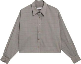 Frankie Shop Gestreepte Cropped Blouse met Knopen - Dames - Overhemden - Beige - M - Overhemden