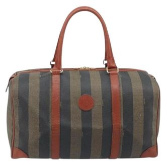 Fendi Pre-owned Vintage pequin boston bag - Dames - Pre-owned - Bruin - Maat: ONE Size Leer