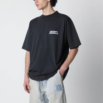 Balenciaga T-Shirt Masking Tape nera slavata vestibilit&agrave; media