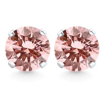 Pompeii3 1/3 - 1Ct Pink Diamond Studs 14k White or Yellow Gold Lab Grown