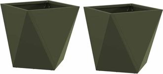 vidaXL Planter 2 pcs Olive Green 30 x 30 x 30 cm Steel vidaXL