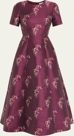 Adam Lippes Evangeline Silk Jacquard Fit-&-Flare Midi Dress