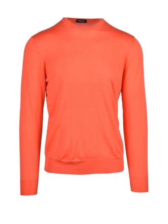 Drumohr Orange Cashmere-Blend Crewneck Sweater
