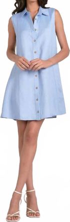Elan Collared Button Up Dress In Blue
