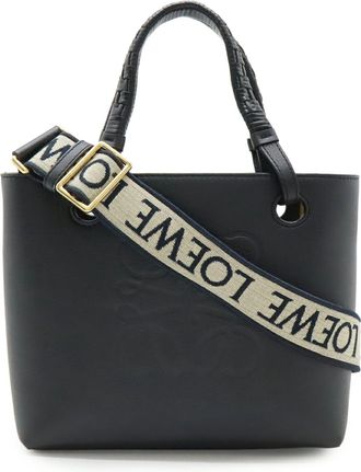 Loewe Black Leather Handbag Shoulder Bag Tote Bag (Pre-Owned)