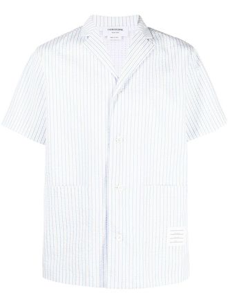 Thom Browne striped short-sleeved shirt - Blue