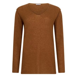 Malo Truien & Vesten, Dames, Bruin, S, Kasjmier, Cashmere V-hals Trui