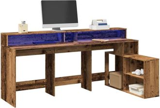 vidaXL Vidaxl - Escritorio Con Led Madera Ingenier&iacute;a Envejecida 200x104x91 Cm