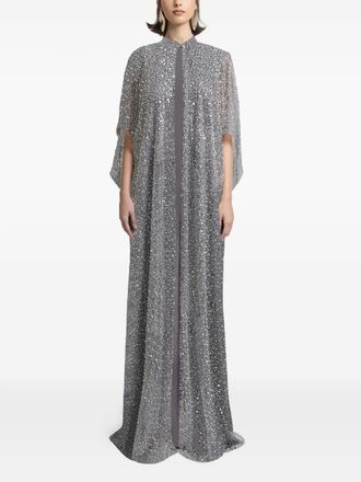 Gemy Maalouf Abito lungo con paillettes - Grigio