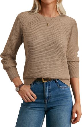 Grace Karin Womens Jumpers Long Sleeve Merino Wool Blend Sweater Crew Neck Classic Knitwear for Fall Winter Beige XXL