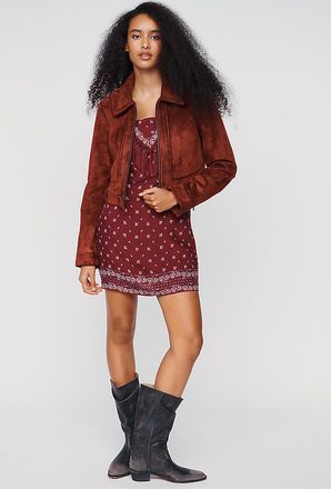 Pilcro Rumi Shrunken Stretch Faux Suede Moto Jacket by Pilcro