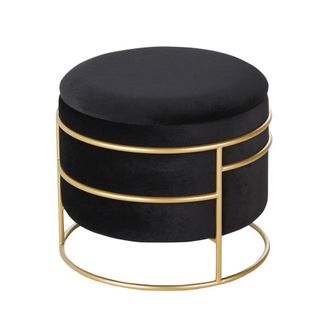 Maisons du monde Puf-ba&uacute;l de terciopelo negro y metal dorado
