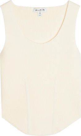 Alaia Corset Fine-knit Wool-blend Vest top - White - 40 (UK12 / M)