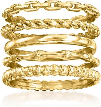 Ross-Simons 18kt Gold Over Sterling Jewelry Set: 5 Stackable Rings
