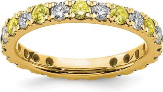 Diamond2Deal 14k Yellow Gold Lab Grown Diamond & Yellow Sapphire Eternity Wedding Band Ring 0.7Ct Clarity- VS Color- G-H