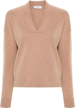 PESERICO metallic-threading jumper - women - Silk/Viscose/Cashmere/Virgin Wool/Polyester/Metallic Fibre - 42 - Brown