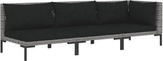 vidaXL Vidaxl - Muebles Jard&iacute;n 3 Pzas Rat&aacute;n Sint&eacute;tico Semicircular Gris Oscuro