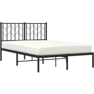 vidaXL Metal Bed Frame without Mattress with Headboard Black 120x200cm Vidaxl