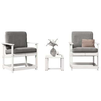 vidaXL Juego De Muebles De Jard&iacute;n 3 Pzas Madera Maciza De Pino Blanco Vidaxl