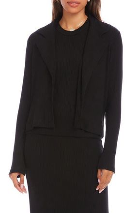 Karen Kane Notch Lapel Rib Jacket in Black at Nordstrom, Size X-Large