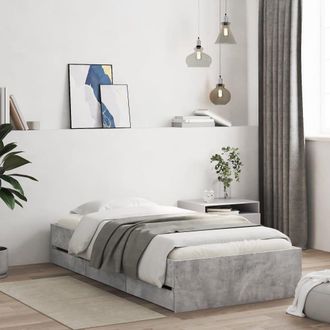 Berkfield Home Bed Frame with Drawers without Mattress Concrete Grey 90x200 cm