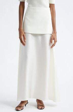 R&oacute;he Layered Silk & Wool Blend Maxi Skirt in Cream at Nordstrom Rack, Size 4 Us / 36 Eu