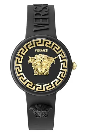 Versace Medusa Pop Silicone Strap Watch, 39mm in Black at Nordstrom
