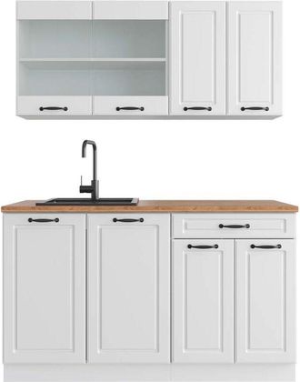Vicco Mueble De Cocina R-line, Casa De Campo Blanca/blanca, 140 Cm, Et Roble