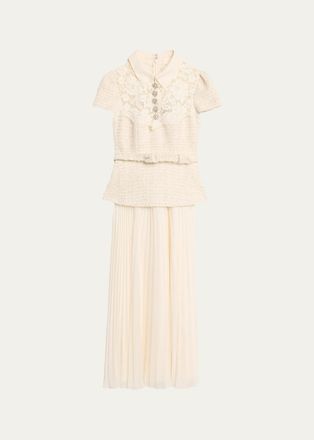 Self Portrait Lace Boucle Midi Dress