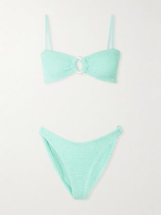 Hunza G Bikini In Seersucker Con Perle Sintetiche Misty - Verde
