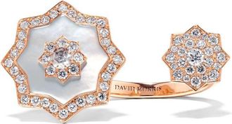 David Morris 18kt rose gold Astra diamond and mother-of-pearl ring - women - 18kt Rose Gold/Diamond - 52 - Pink