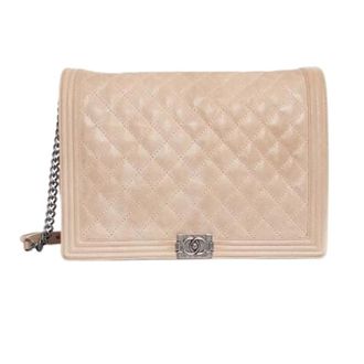 Chanel Pre-owned Leren Schoudertas - Dames - Pre-owned - Beige - Maat: ONE Size Leer