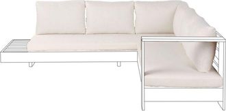 Beliani Conjunto De Fundas De Coj&iacute;n De Exterior Para Sof&aacute; Esquinero De Jard&iacute;n Fundas De Asiento Y Respaldo Blanco Crema Marettimo