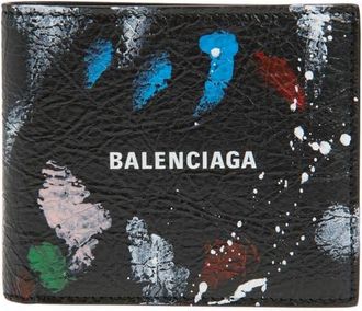 Balenciaga Cash Logo Leather Wallet in 8486 Black/Multi at Nordstrom
