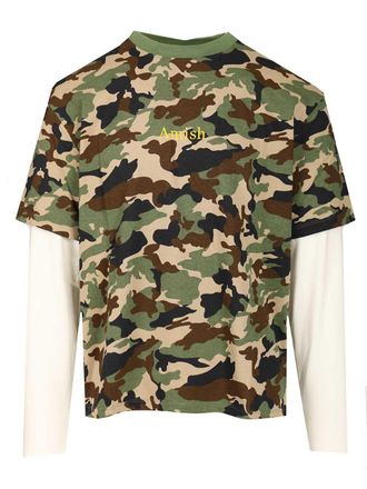 Amish Double-Sleeved T-Shirt Marrone-Uomo