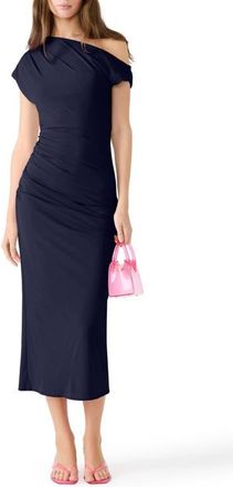 Steve Madden Gracelyn Ruched One-Shoulder Midi Dress in Marine at Nordstrom, Size X-Small